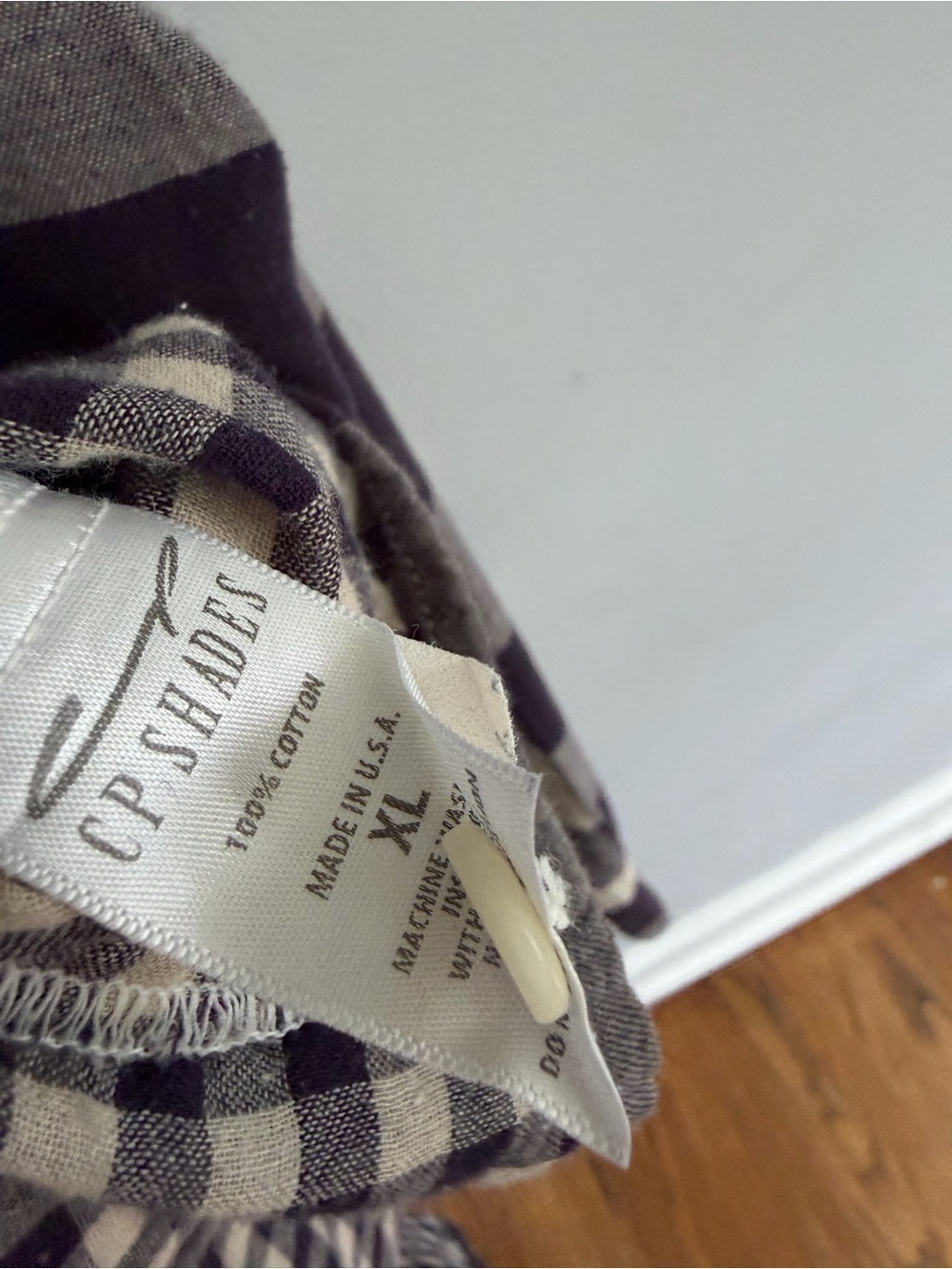 CP Shades Plaid Double Cotton Flannel Button Down Shirt Navy Cream Size XL - Picture 3 of 5